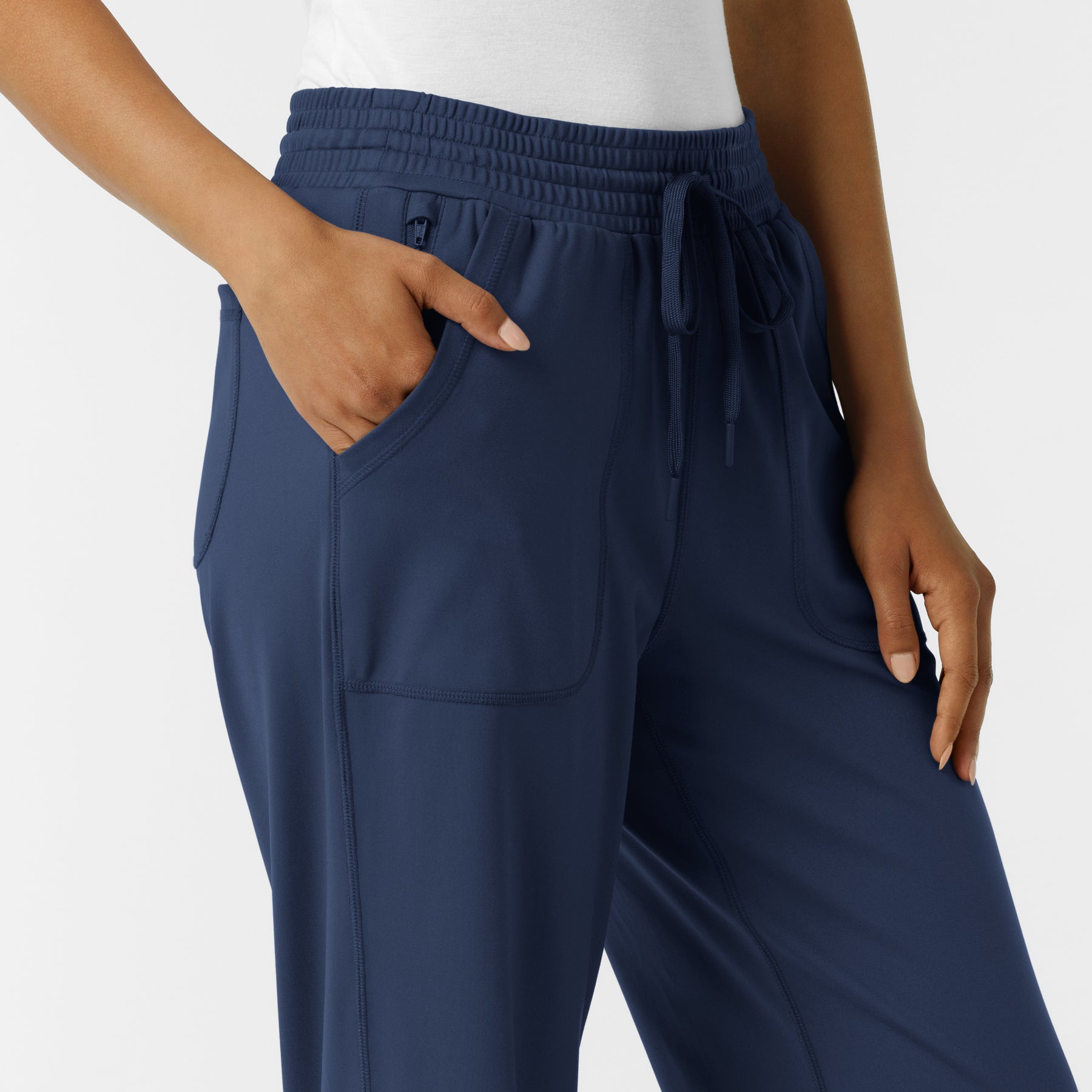RENEW Knit Women's Wide Leg Scrub Pant Navy side detail 1
