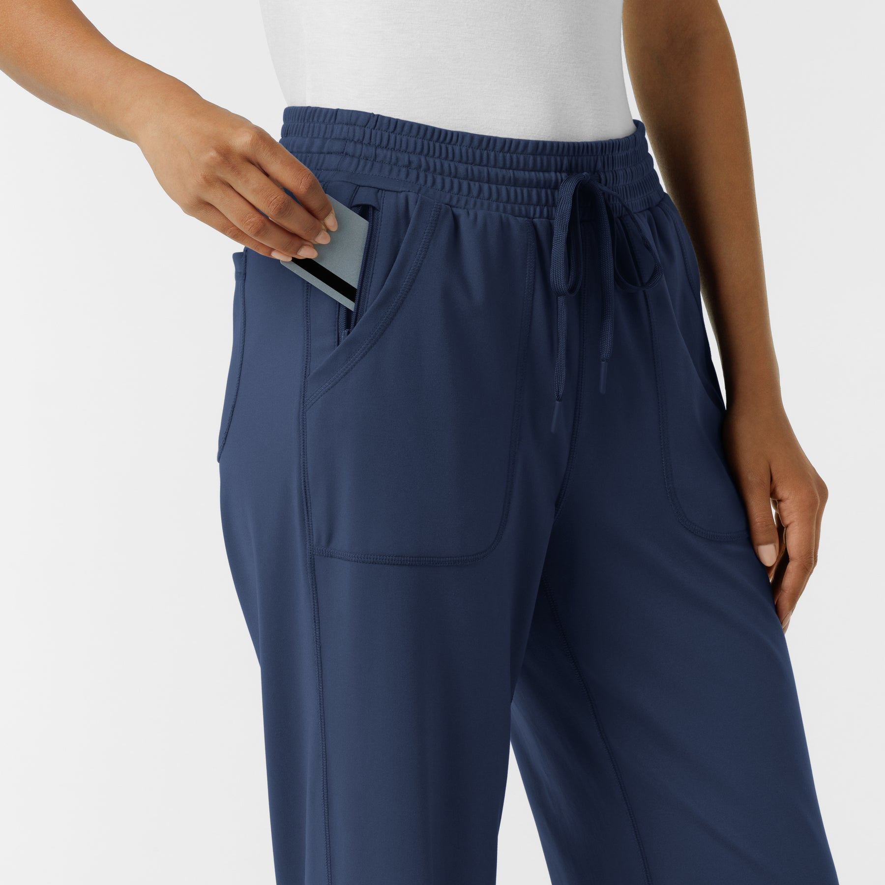 RENEW Knit Women's Wide Leg Scrub Pant Navy side detail 2