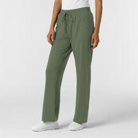 RENEW Knit Women's Wide Leg Scrub Pant Olive side view
