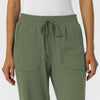 RENEW Knit Women's Wide Leg Scrub Pant Olive front detail