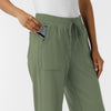 RENEW Knit Women's Wide Leg Scrub Pant Olive side detail 2