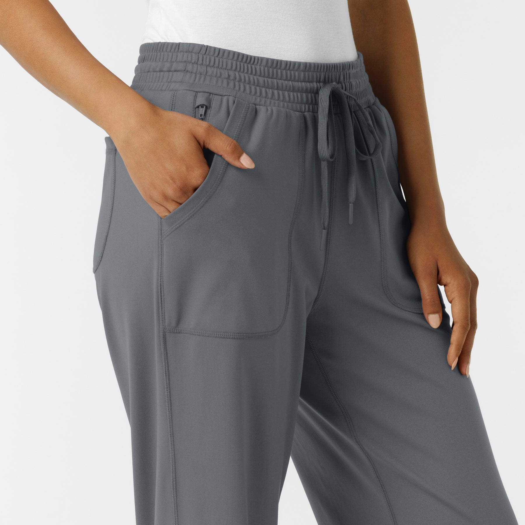 RENEW Knit Women's Wide Leg Scrub Pant Pewter side detail 1