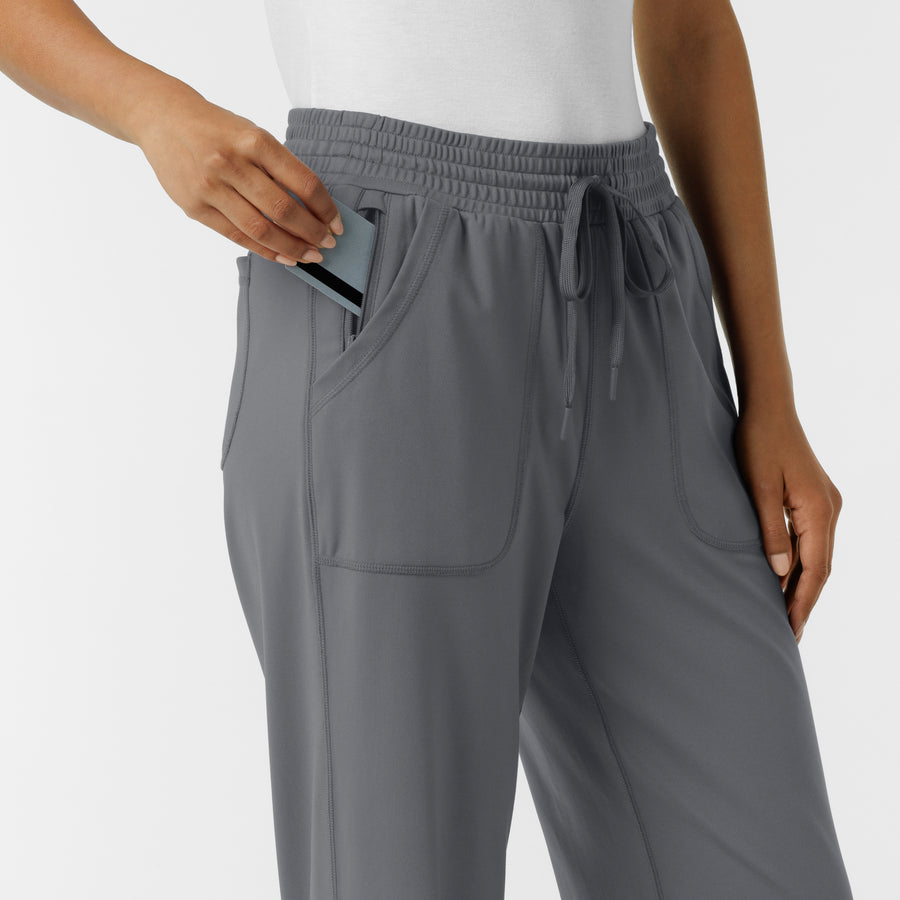 RENEW Knit Women's Wide Leg Scrub Pant Pewter side detail 2