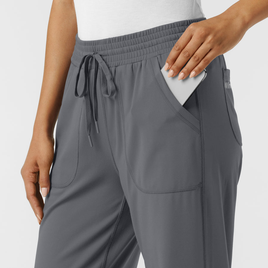 RENEW Knit Women's Wide Leg Scrub Pant Pewter hemline detail