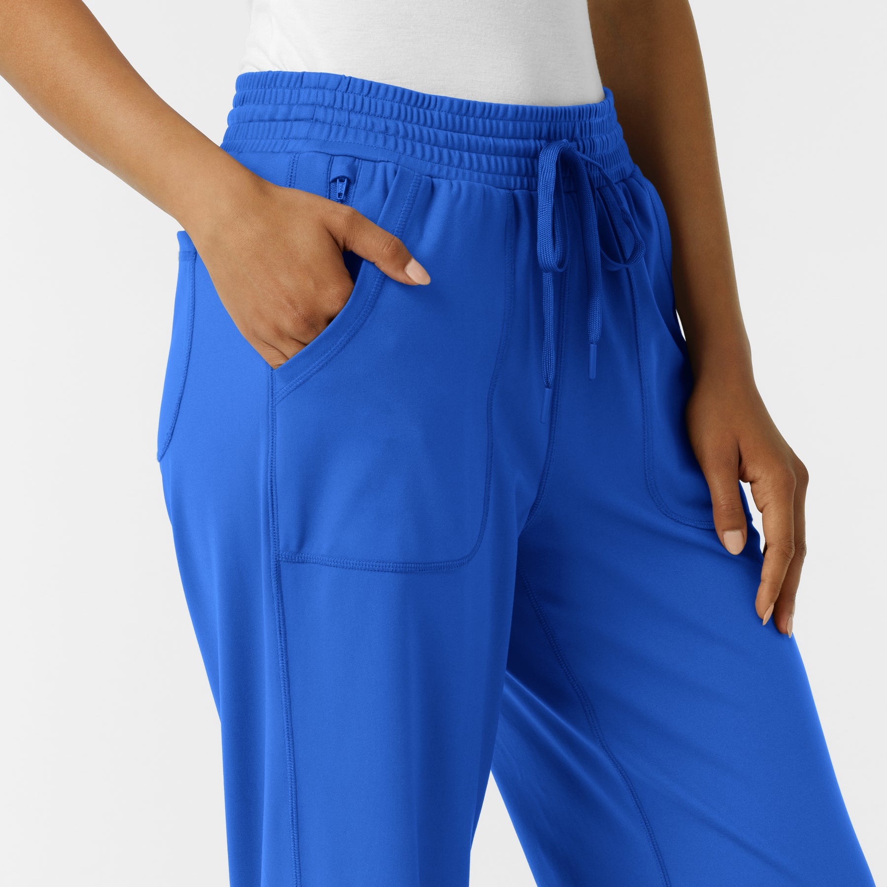 RENEW Knit Women's Wide Leg Scrub Pant Royal side detail 1