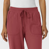 RENEW Knit Women's Wide Leg Scrub Pant Ruby front detail