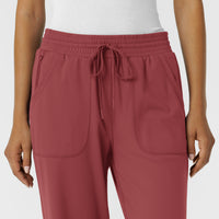 RENEW Knit Women's Wide Leg Scrub Pant Ruby front detail