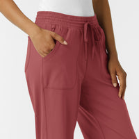 RENEW Knit Women's Wide Leg Scrub Pant Ruby side detail 1