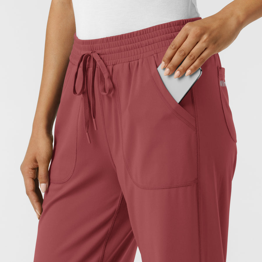 RENEW Knit Women's Wide Leg Scrub Pant Ruby hemline detail
