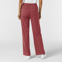 RENEW Knit Women's Wide Leg Scrub Pant Ruby back view