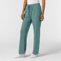 RENEW Knit Women's Wide Leg Scrub Pant Vintage Teal side view