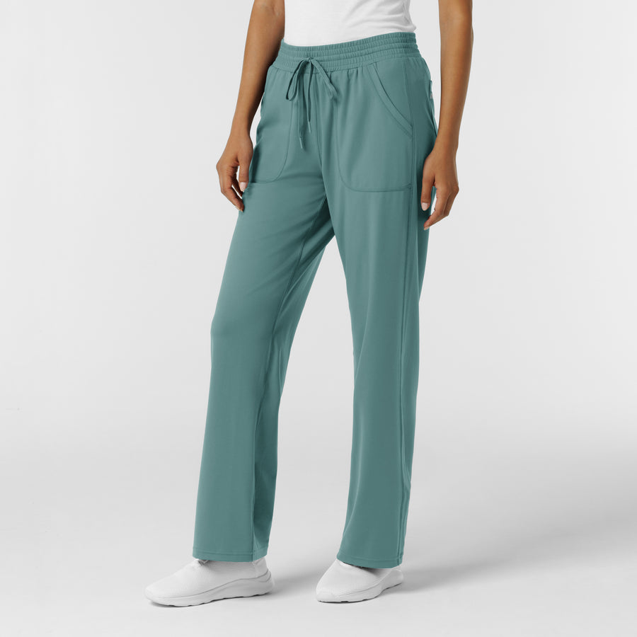 RENEW Knit Women's Wide Leg Scrub Pant Vintage Teal side view