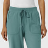 RENEW Knit Women's Wide Leg Scrub Pant Vintage Teal front detail