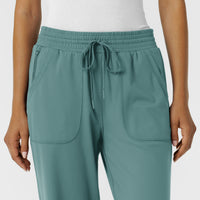RENEW Knit Women's Wide Leg Scrub Pant Vintage Teal front detail