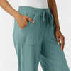RENEW Knit Women's Wide Leg Scrub Pant Vintage Teal side detail 1