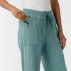 RENEW Knit Women's Wide Leg Scrub Pant Vintage Teal side detail 2