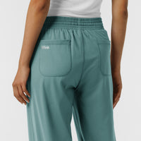 RENEW Knit Women's Wide Leg Scrub Pant Vintage Teal back detail