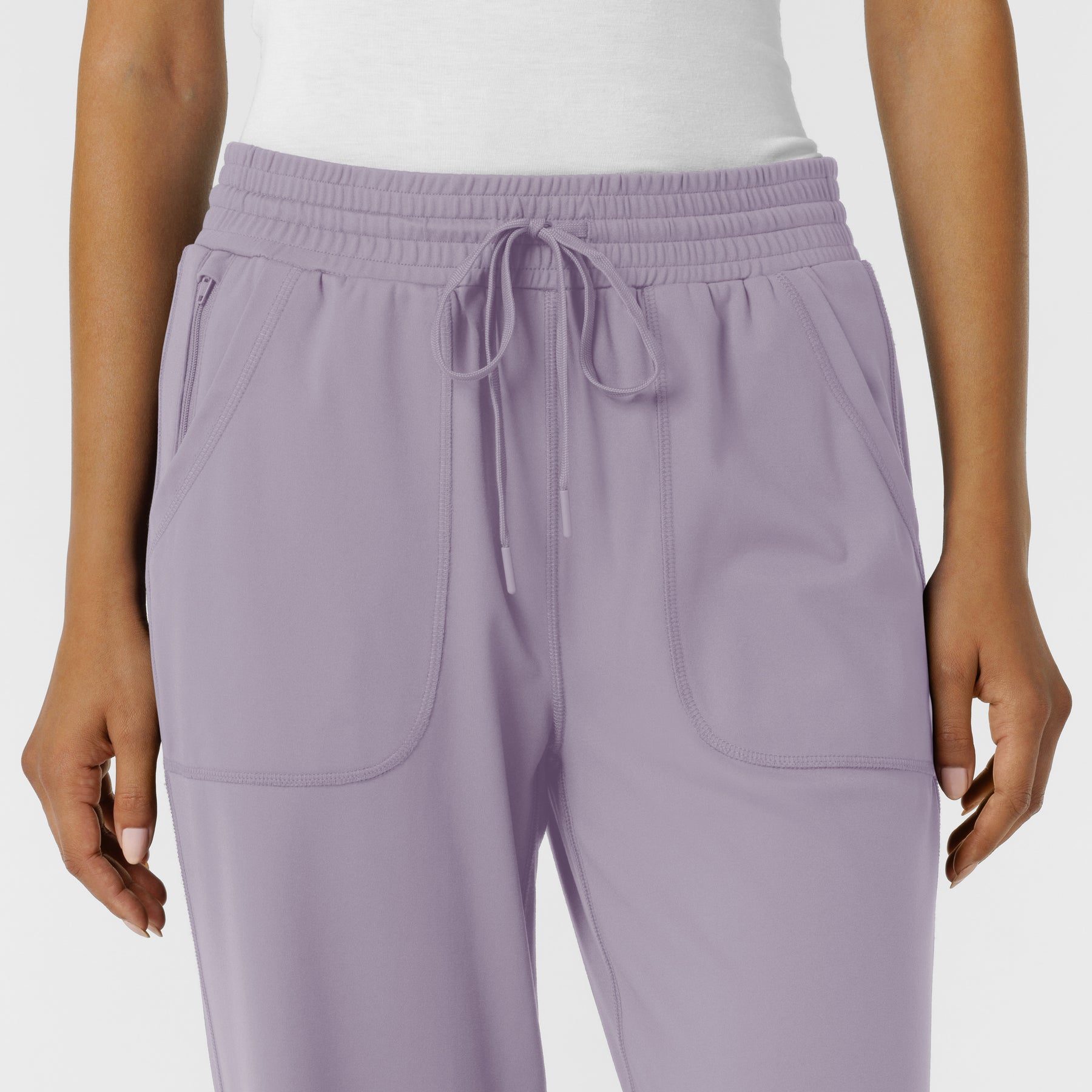 RENEW Knit Women's Wide Leg Scrub Pant Wisteria front detail