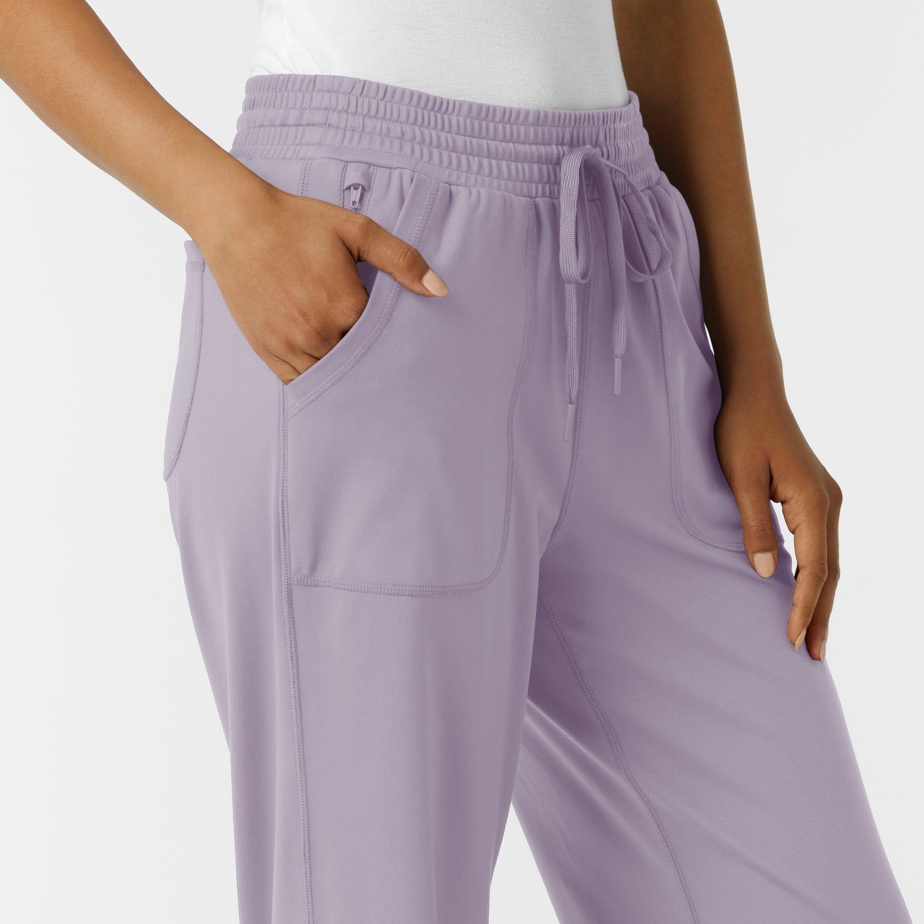 RENEW Knit Women's Wide Leg Scrub Pant Wisteria side detail 1