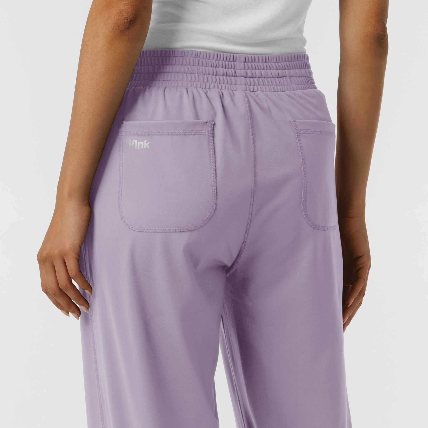 RENEW Knit Women's Wide Leg Scrub Pant Wisteria back detail