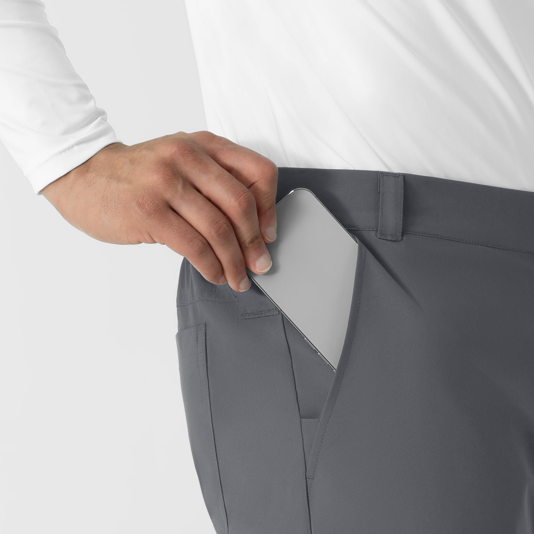 NURTUR Men’s Scrub Chino Pant - Pewter side pocket
