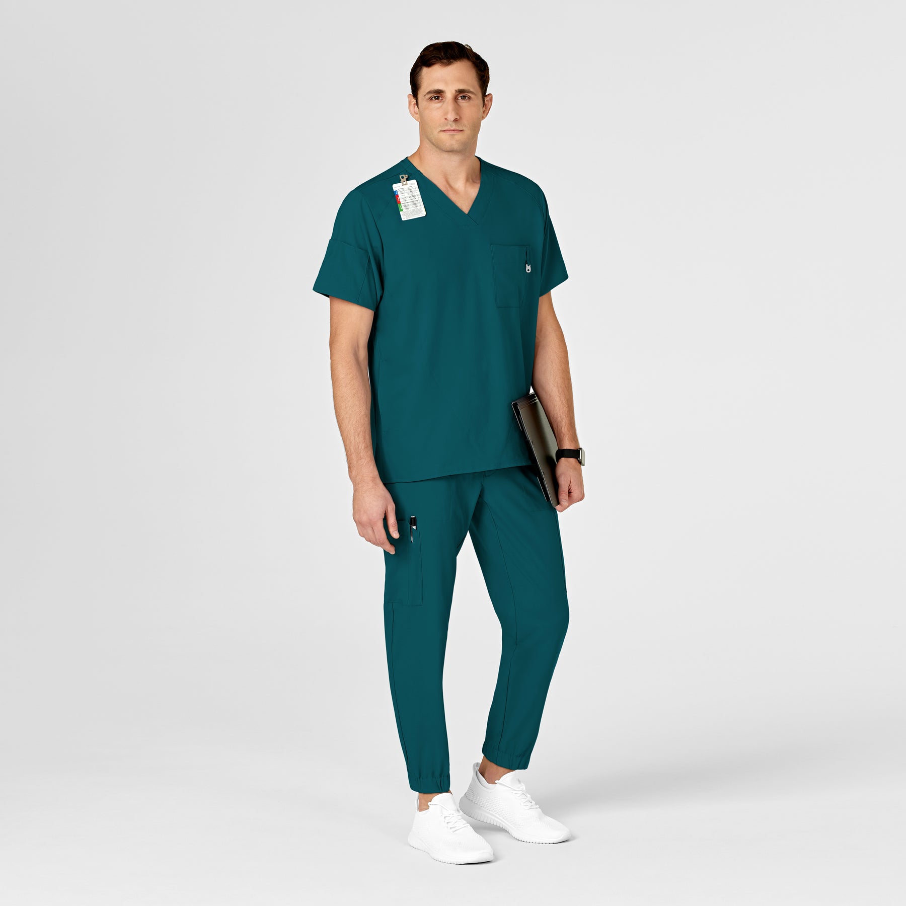 W123 Men's Cargo Jogger Scrub Pant Caribbean Blue scrub set