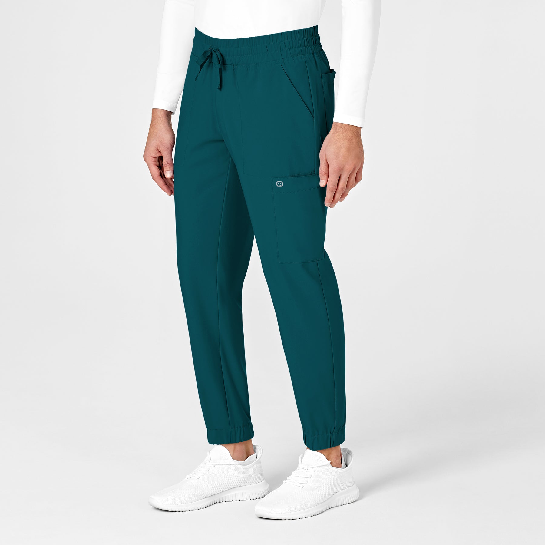 W123 Men's Cargo Jogger Scrub Pant Caribbean Blue side view
