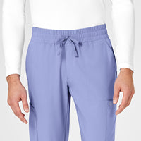 W123 Men's Cargo Jogger Scrub Pant Ceil Blue front detail