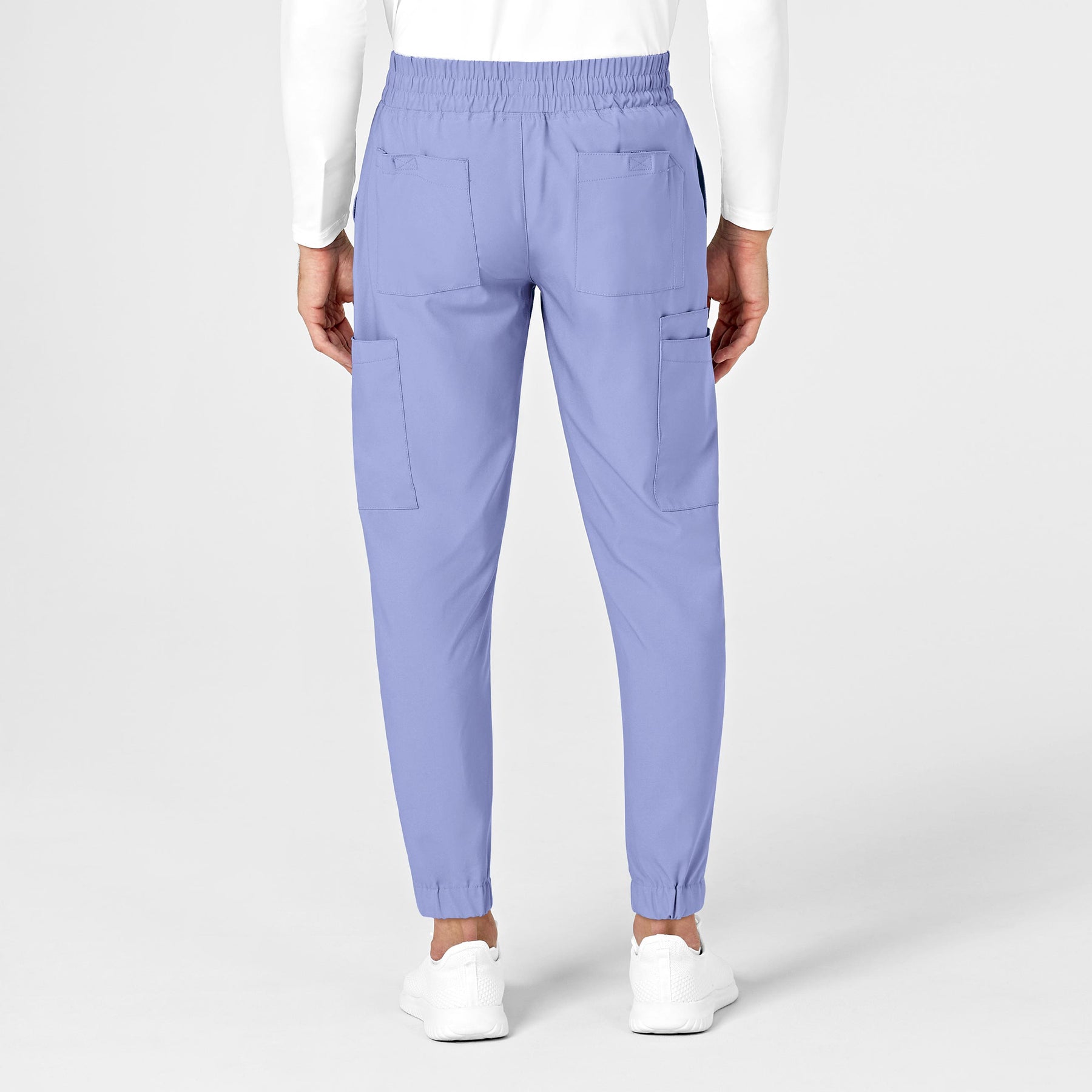 W123 Men's Cargo Jogger Scrub Pant Ceil Blue back view
