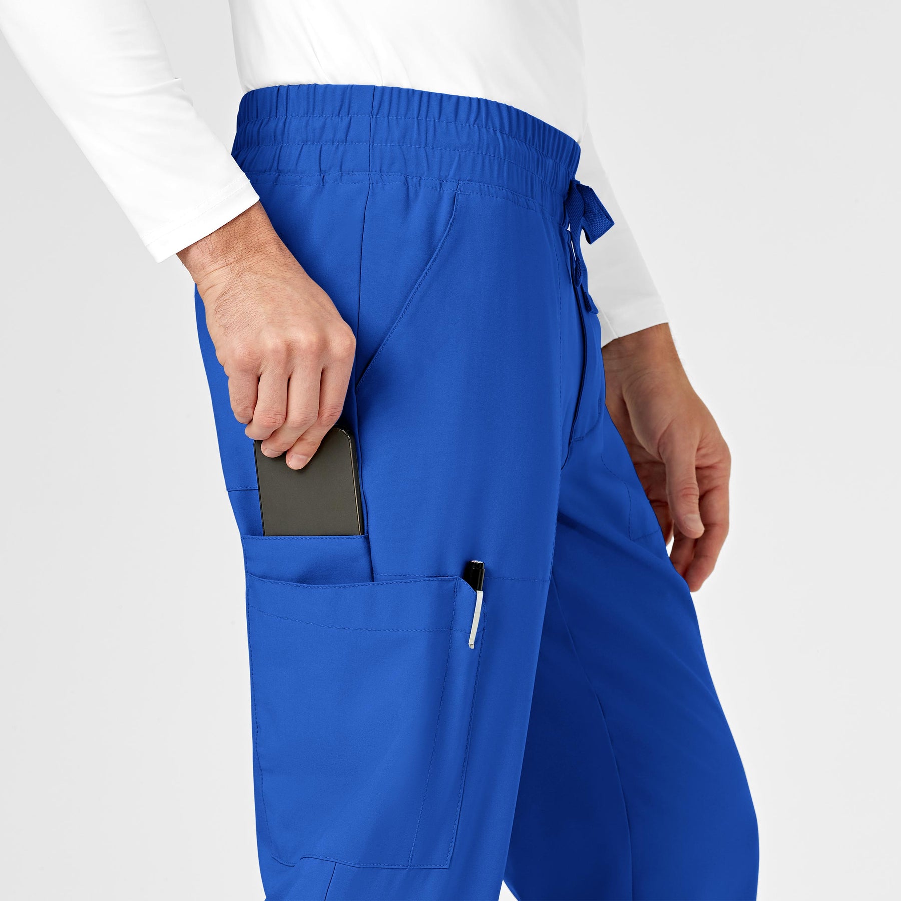 W123 Men's Cargo Jogger Scrub Pant Royal side detail 1