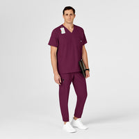 W123 Men's Cargo Jogger Scrub Pant Wine scrub set