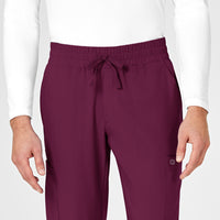 W123 Men's Cargo Jogger Scrub Pant Wine front detail