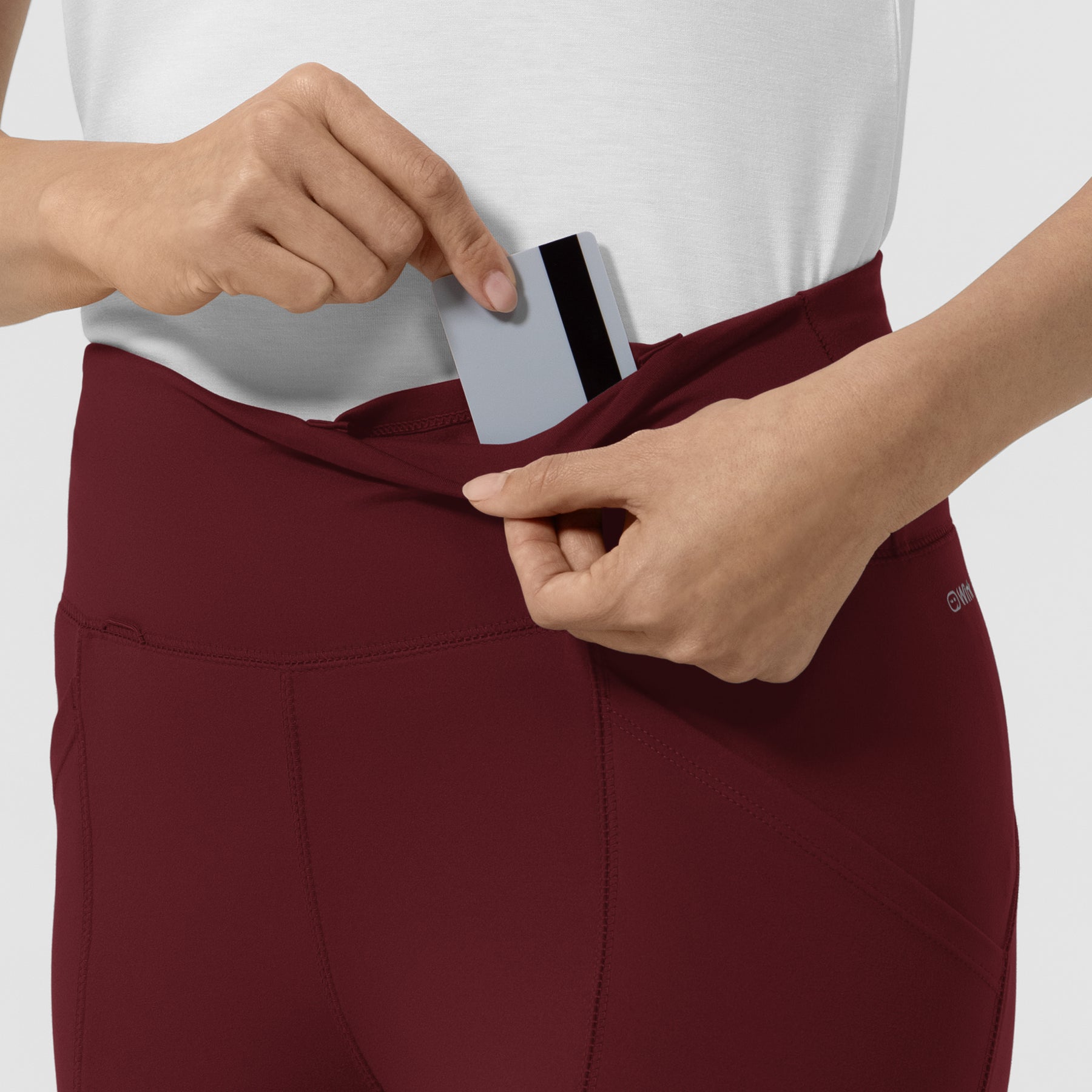 RENEW Knit Women's Straight Leg Yoga Pant Burgundy front detail