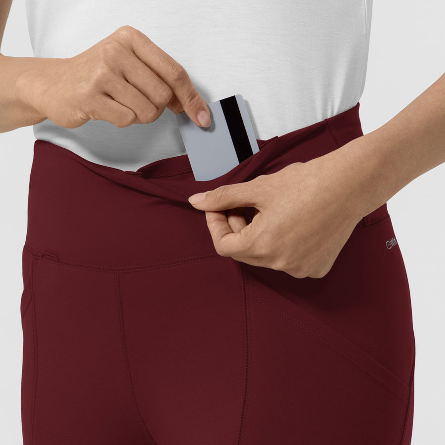 RENEW Knit Women's Straight Leg Yoga Pant Burgundy front detail