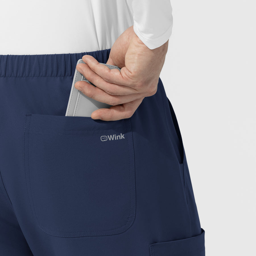 NURTUR Unisex Straight Leg Cargo Scrub Pant Navy hemline detail