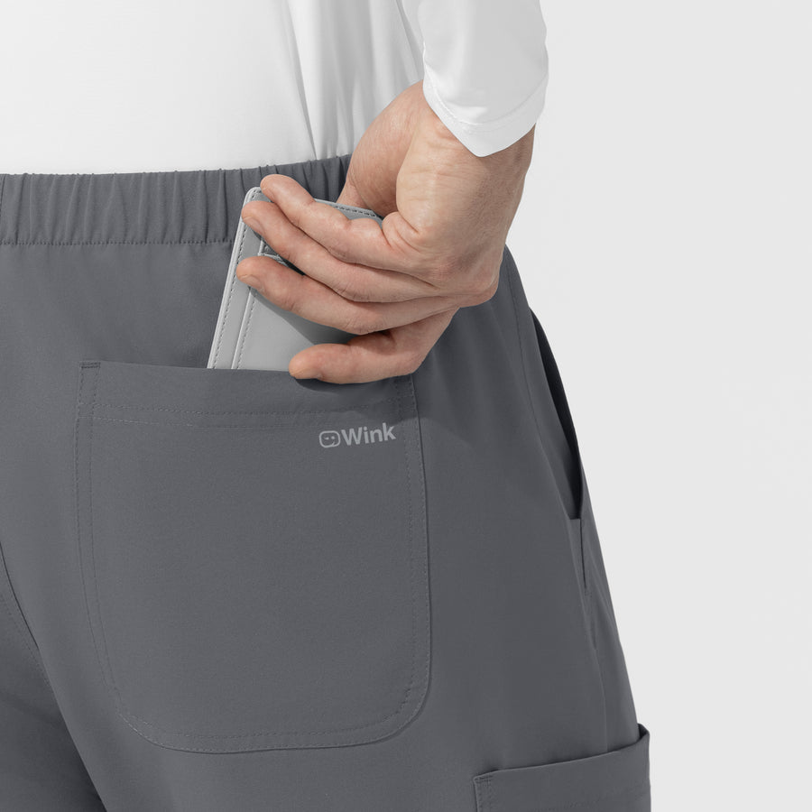 NURTUR Unisex Straight Leg Cargo Scrub Pant Pewter hemline detail
