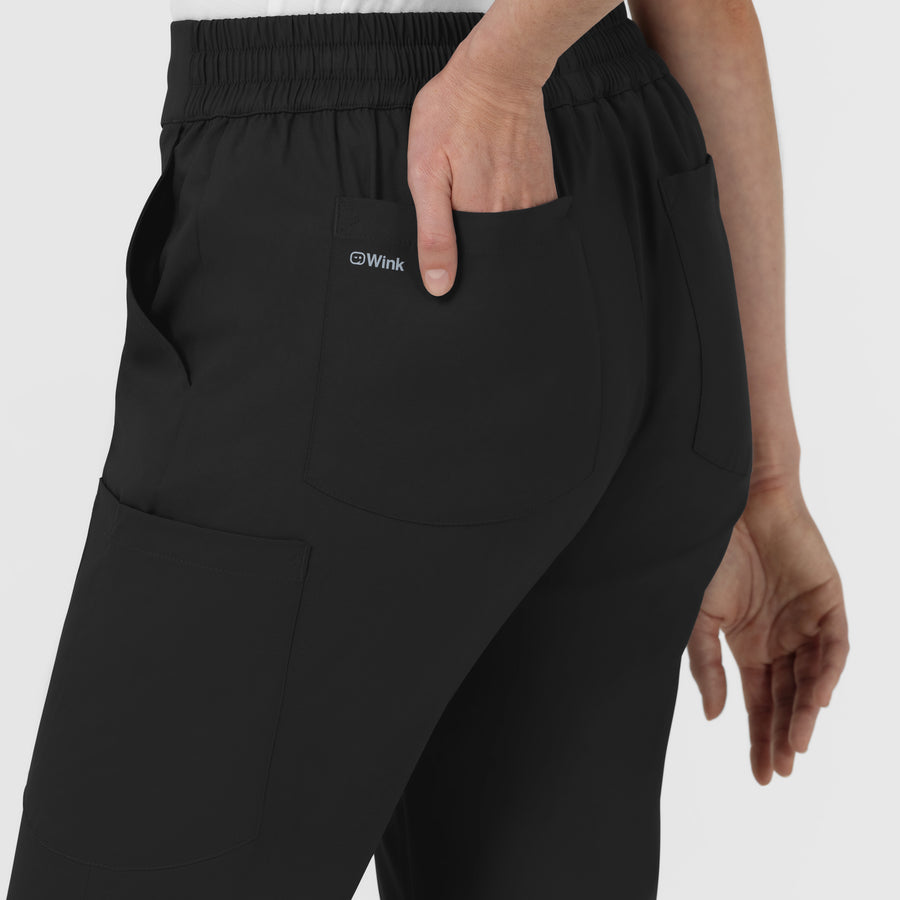 Boundless Women’s High Rise Tapered Scrub Pant Black side detail 1