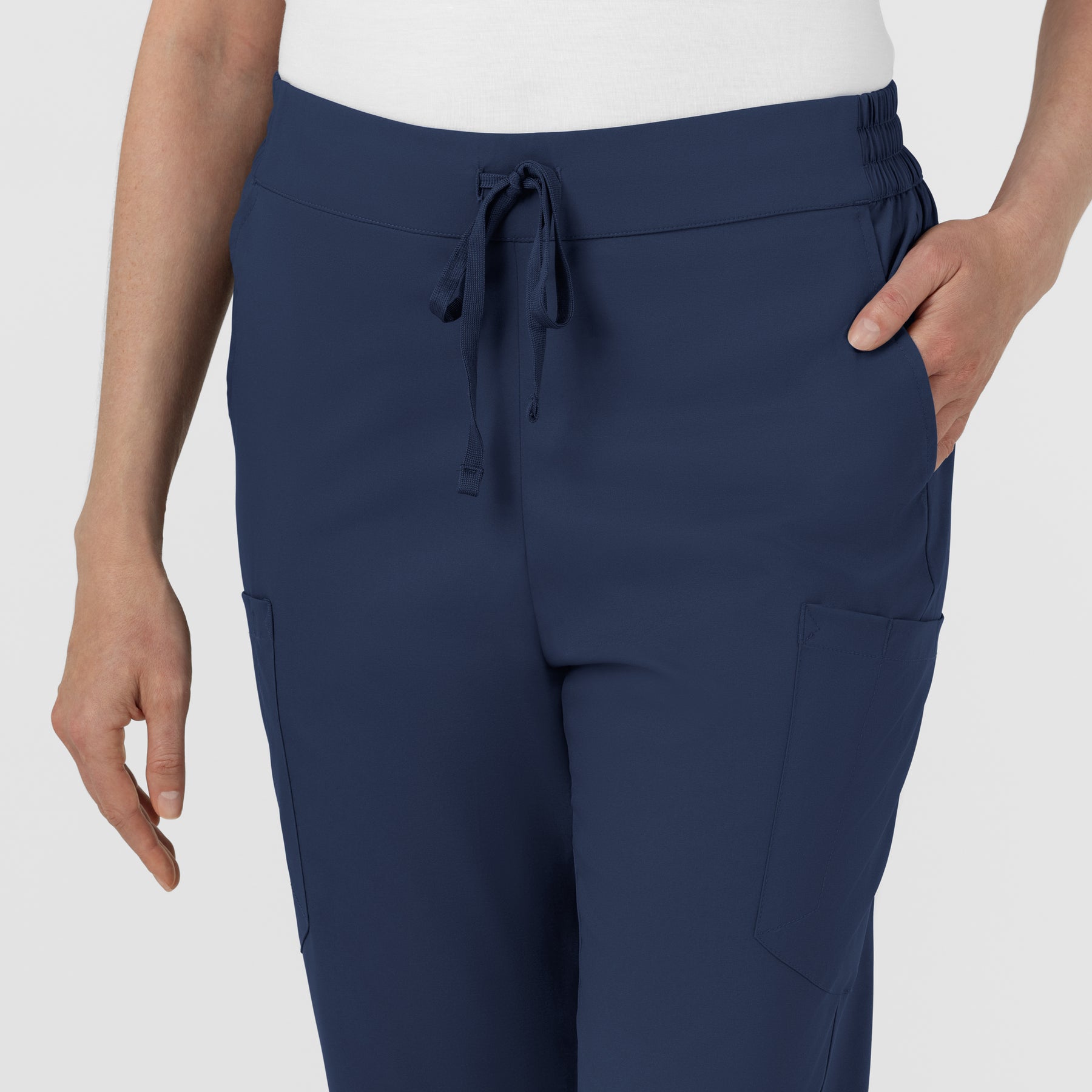 Boundless Women’s High Rise Tapered Scrub Pant Navy front detail