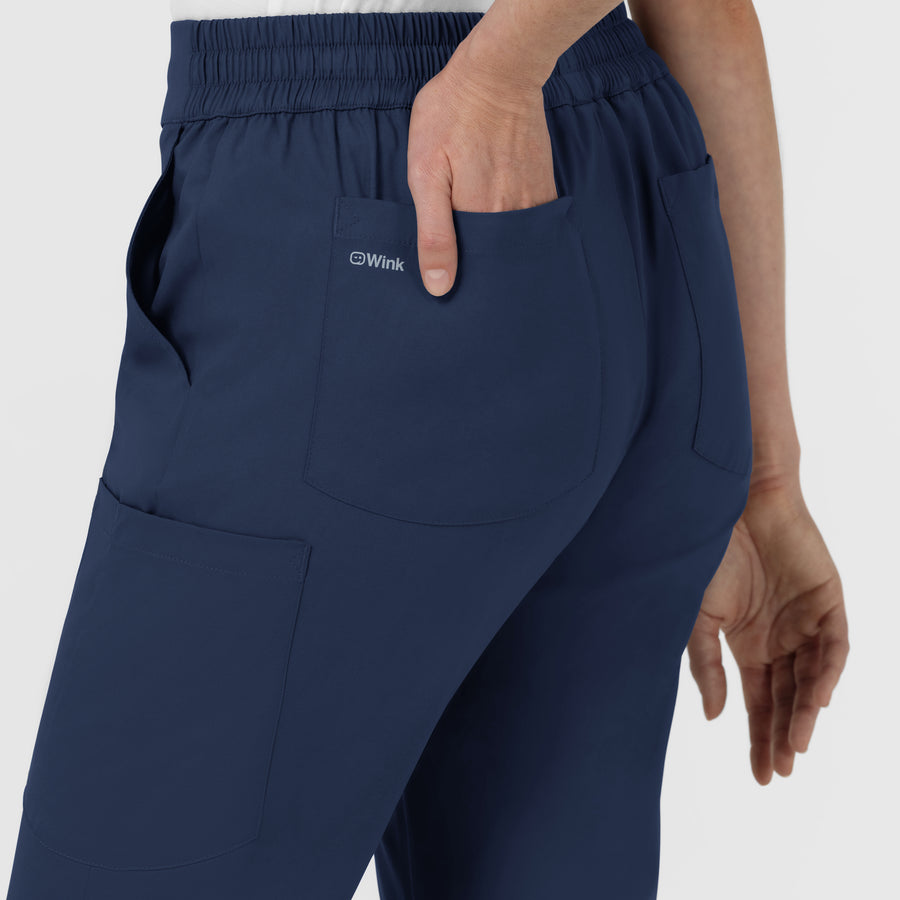 Boundless Women’s High Rise Tapered Scrub Pant Navy side detail 1