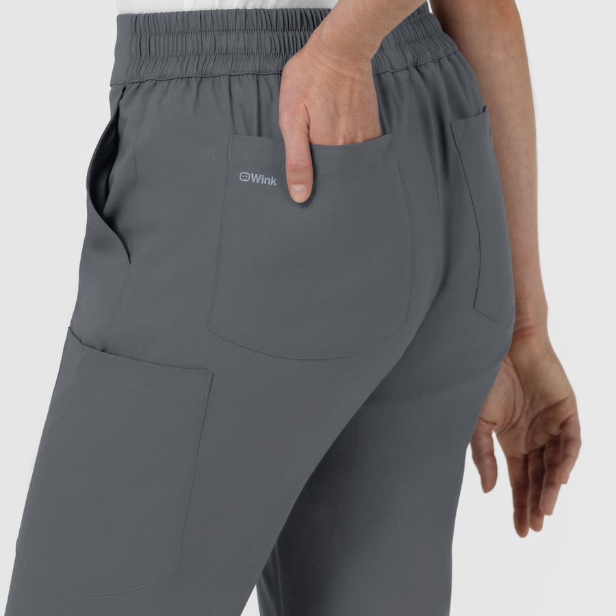 Boundless Women’s High Rise Tapered Scrub Pant Pewter side detail 1