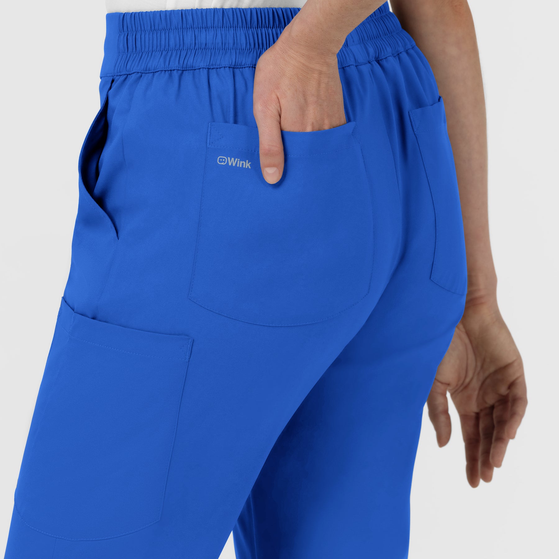 Boundless Women’s High Rise Tapered Scrub Pant Royal side detail 1