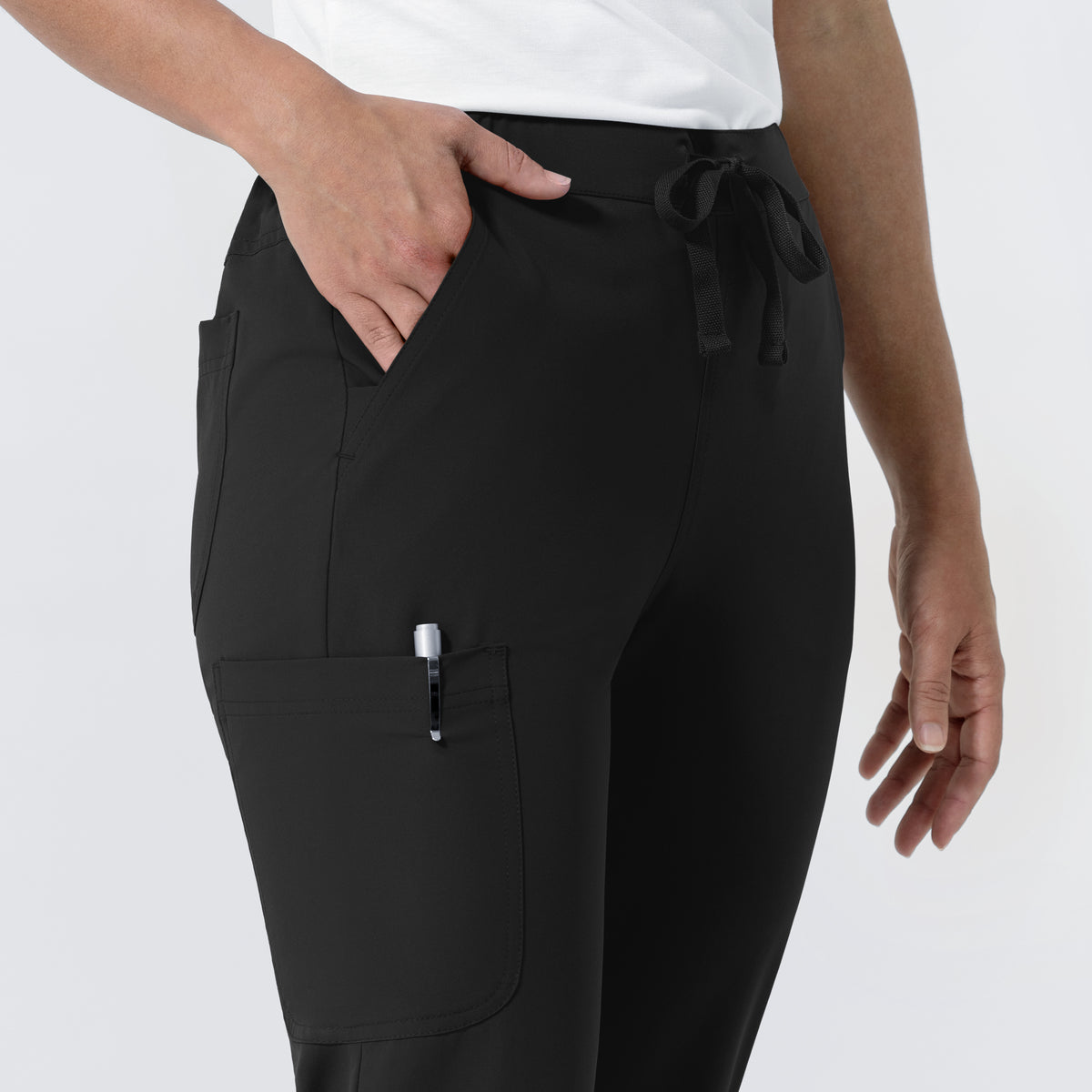 NURTUR Women's Jogger Scrub Pant Black side detail 2