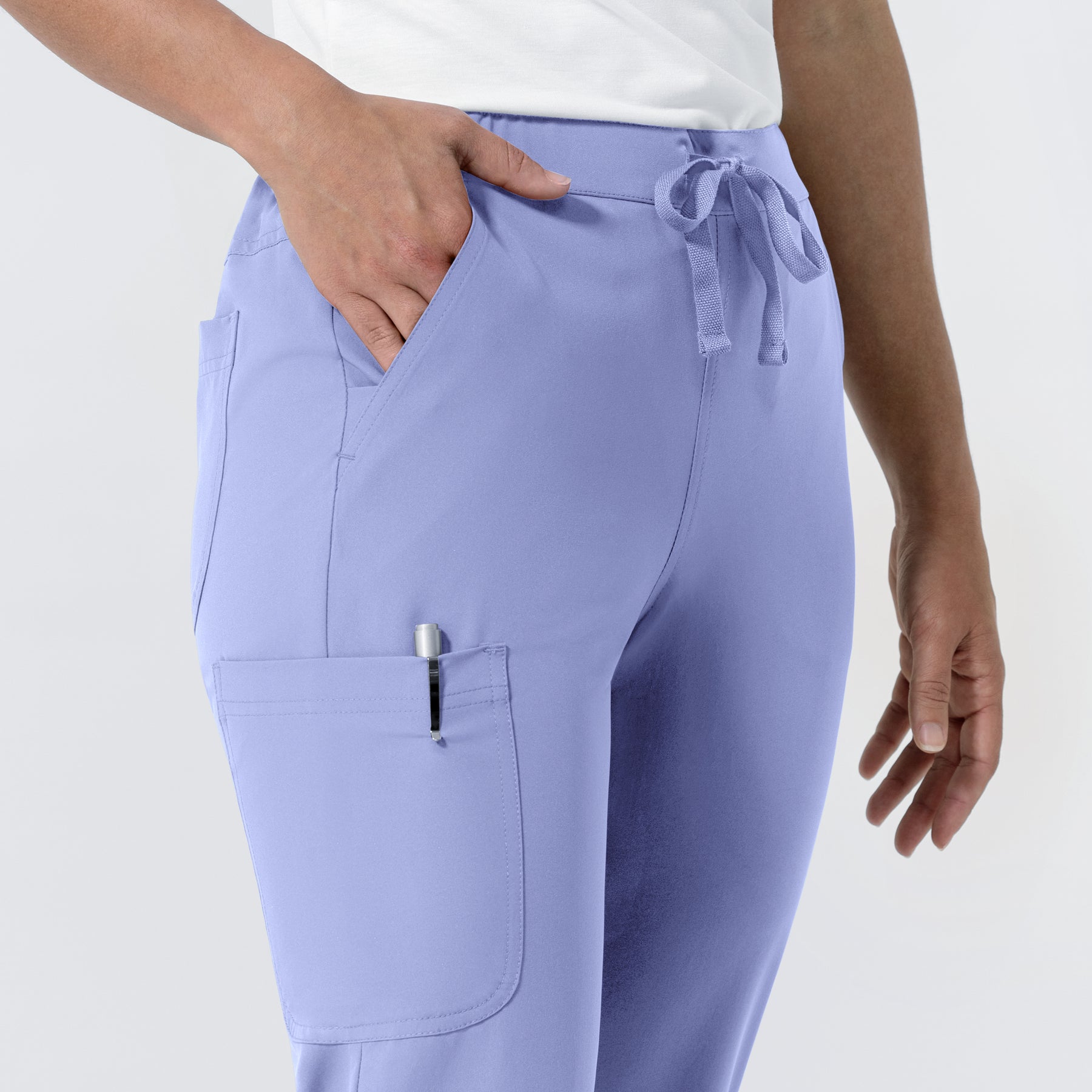 NURTUR Women's Jogger Scrub Pant Ceil Blue side detail 2