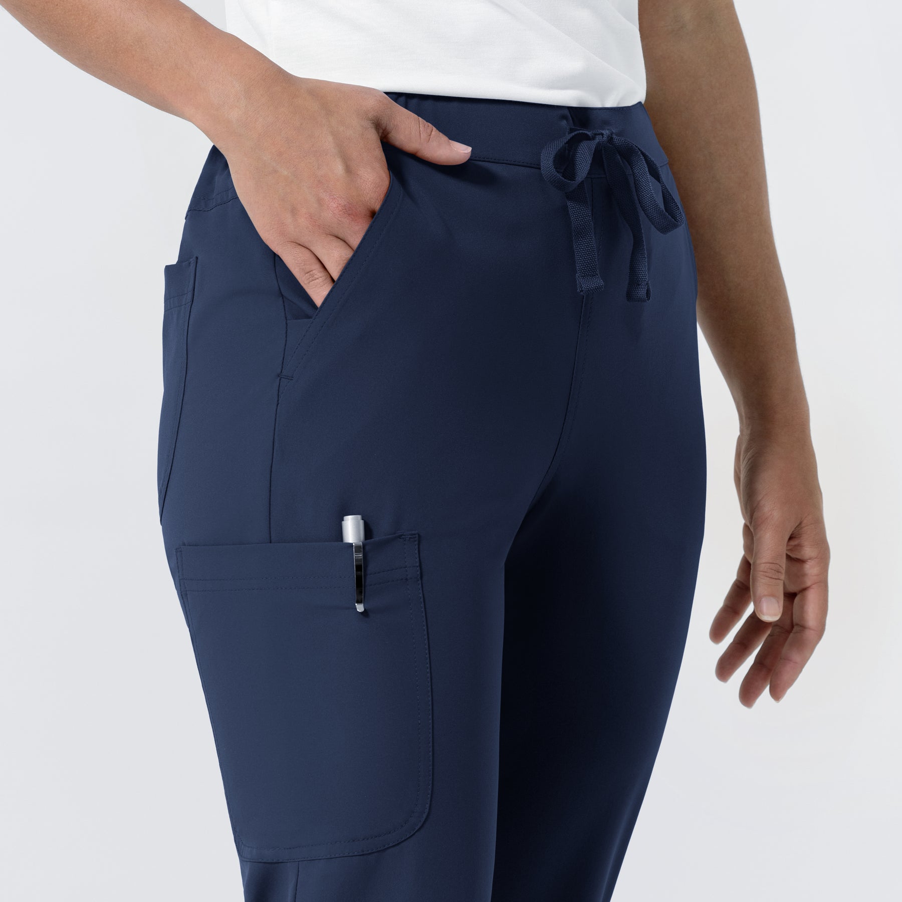NURTUR Women's Jogger Scrub Pant Navy side detail 2