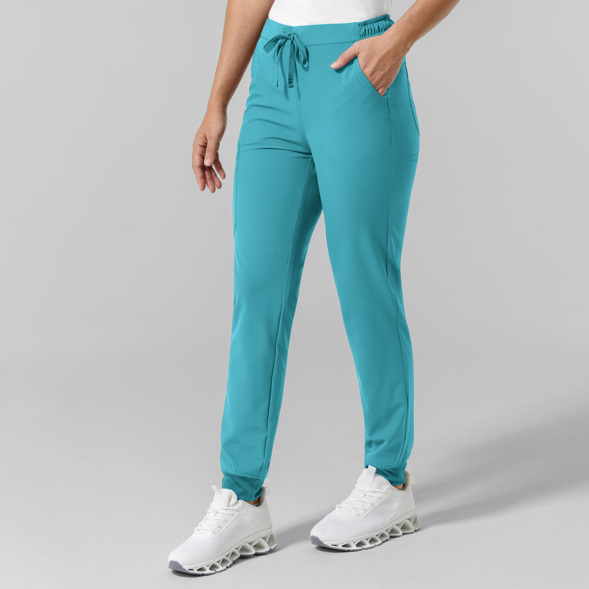 NURTUR Women's Jogger Scrub Pant Teal Blue side view