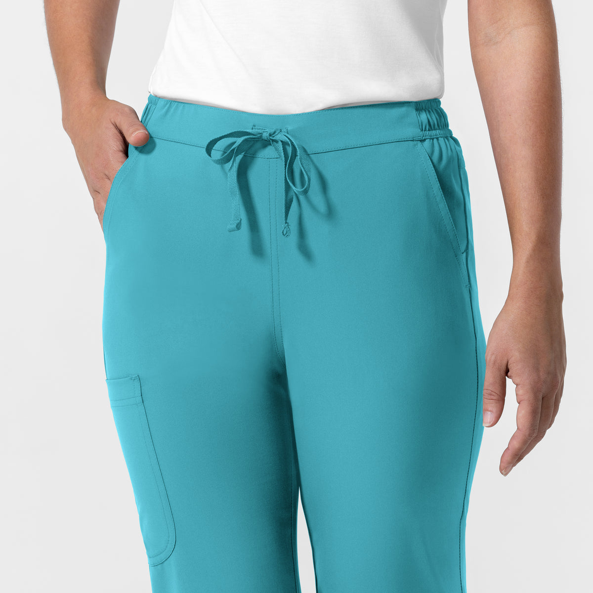 NURTUR Women's Jogger Scrub Pant Teal Blue hemline detail