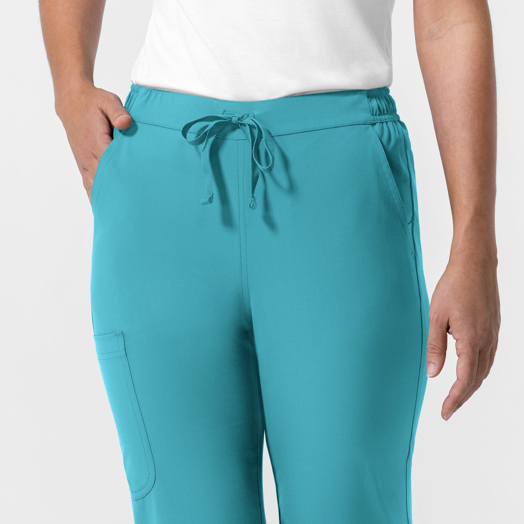 NURTUR Women's Jogger Scrub Pant Teal Blue hemline detail