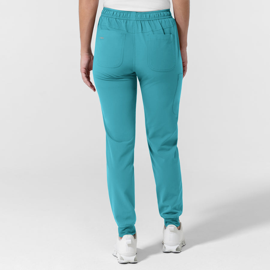 NURTUR Women's Jogger Scrub Pant Teal Blue back view