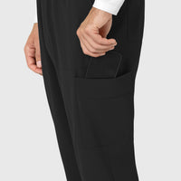 RENEW Men's Tapered Scrub Pant Black side detail 1