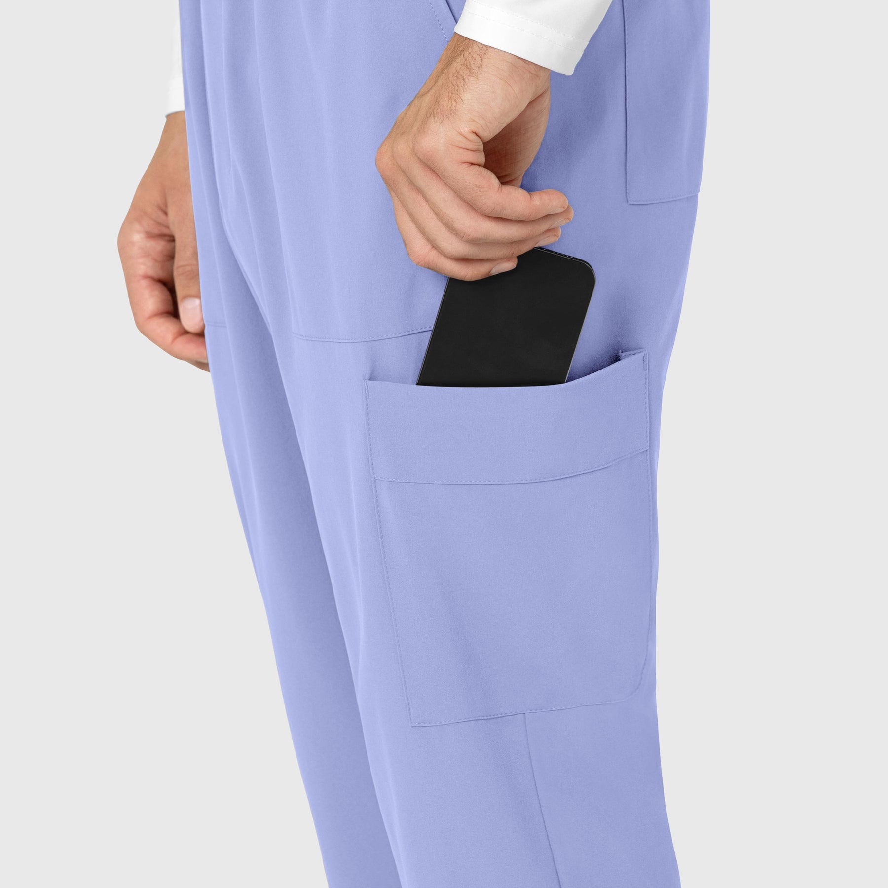 RENEW Men's Tapered Scrub Pant Ceil Blue side detail 1